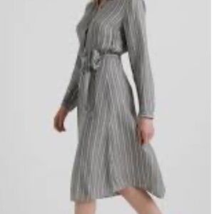 Lucky Brand Gray White Striped Button Top Size Small